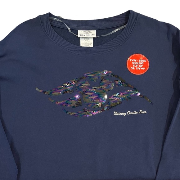 NWT Disney Cruise Line • Flip Sequin Logo Pullover Blue - L - Picture 1 of 8